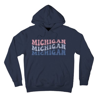 Michigan Retro Distressed Logo Hoodie