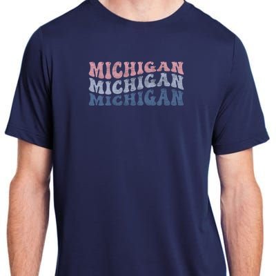 Michigan Retro Distressed Logo Adult ChromaSoft Performance T-Shirt