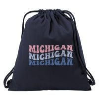 Michigan Retro Distressed Logo Drawstring Bag