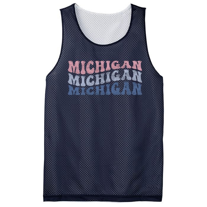 Michigan Retro Distressed Logo Mesh Reversible Basketball Jersey Tank