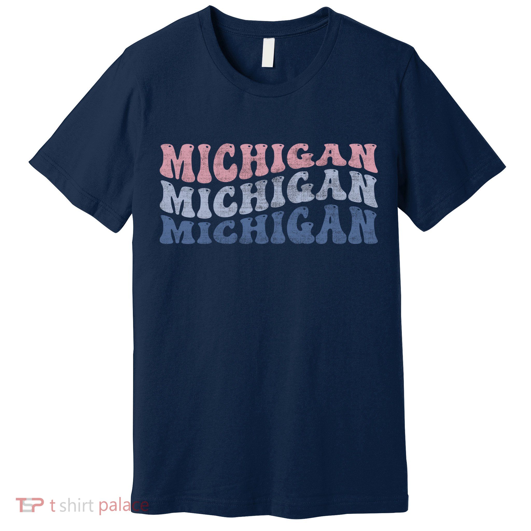 Michigan Retro Distressed Logo Premium T-Shirt