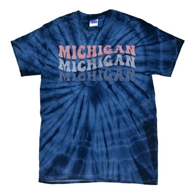 Michigan Retro Distressed Logo Tie-Dye T-Shirt