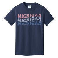 Michigan Retro Distressed Logo Kids T-Shirt