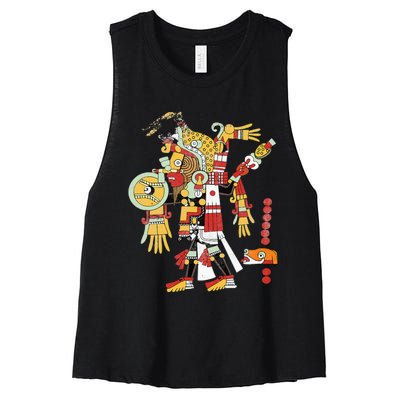 Mayan Ritual Design Archeology Student Teacher Women's Racerback Cropped Tank