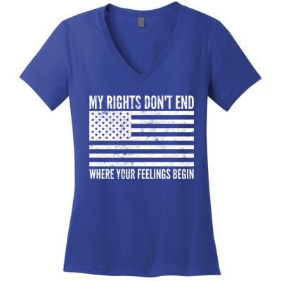 My Rights DonT End Conservative 2nd Adt Gun Meaningful Gift Funny Gift Women's V-Neck T-Shirt