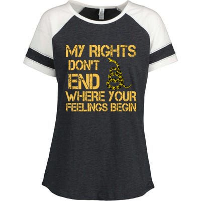 My Rights Don't End Where Your Feelings Begin Enza Ladies Jersey Colorblock Tee