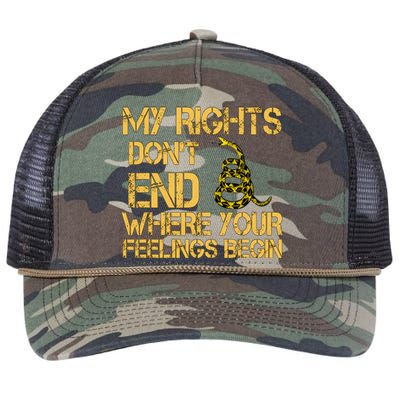 My Rights Don't End Where Your Feelings Begin Retro Rope Trucker Hat Cap