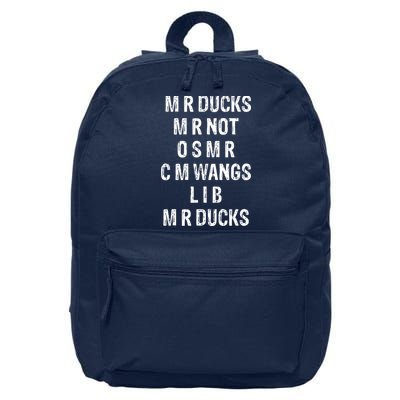 M R Ducks M R Not O S M R C M Wings Duck Lover Funny Duck 16 in Basic Backpack