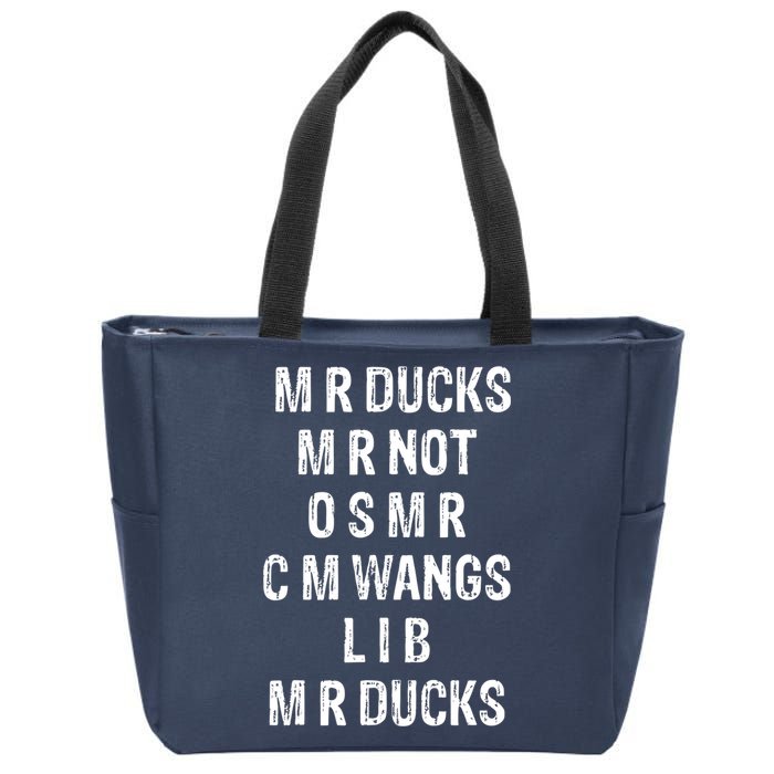 M R Ducks M R Not O S M R C M Wings Duck Lover Funny Duck Zip Tote Bag