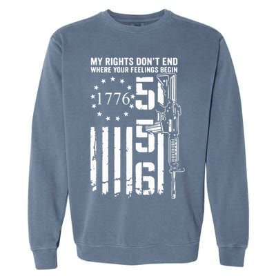 My Rights Don't End Where Your Feelings Begin AR15 USA Flag Garment-Dyed Sweatshirt