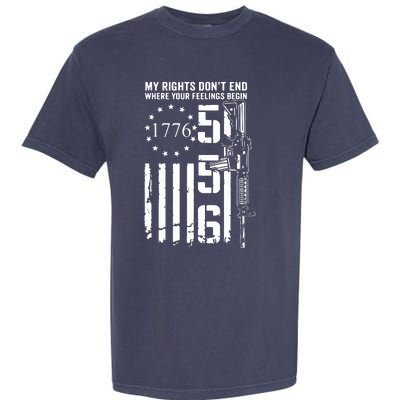 My Rights Don't End Where Your Feelings Begin AR15 USA Flag Garment-Dyed Heavyweight T-Shirt