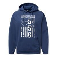 My Rights Don't End Where Your Feelings Begin AR15 USA Flag Performance Fleece Hoodie