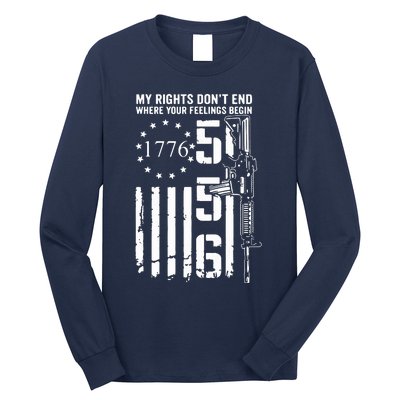 My Rights Don't End Where Your Feelings Begin AR15 USA Flag Long Sleeve Shirt