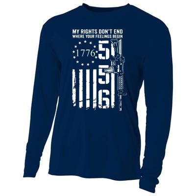 My Rights Don't End Where Your Feelings Begin AR15 USA Flag Cooling Performance Long Sleeve Crew