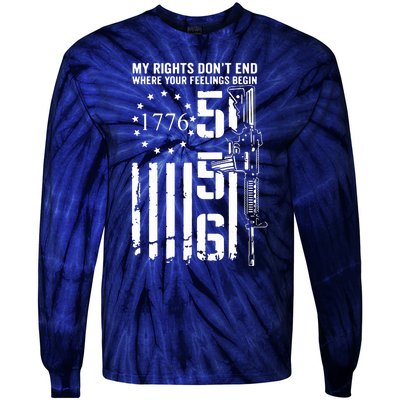 My Rights Don't End Where Your Feelings Begin AR15 USA Flag Tie-Dye Long Sleeve Shirt