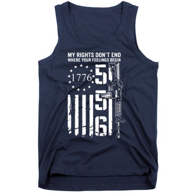 My Rights Don't End Where Your Feelings Begin AR15 USA Flag Tank Top