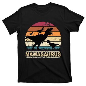 Mamasaurus Rex Dinosaur Triplet Dino Mom retro T-Shirt