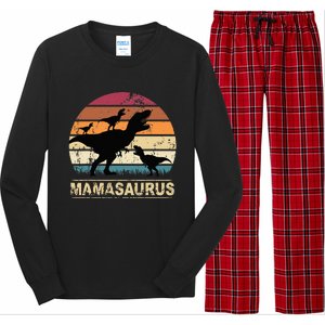 Mamasaurus Rex Dinosaur Triplet Dino Mom retro Long Sleeve Pajama Set