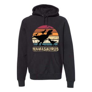 Mamasaurus Rex Dinosaur Triplet Dino Mom retro Premium Hoodie