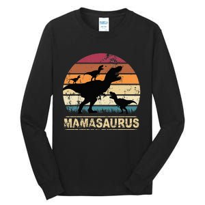 Mamasaurus Rex Dinosaur Triplet Dino Mom retro Tall Long Sleeve T-Shirt