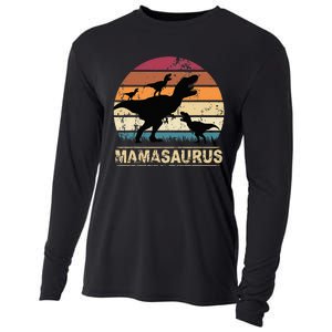 Mamasaurus Rex Dinosaur Triplet Dino Mom retro Cooling Performance Long Sleeve Crew