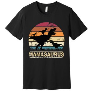 Mamasaurus Rex Dinosaur Triplet Dino Mom retro Premium T-Shirt