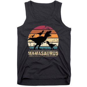 Mamasaurus Rex Dinosaur Triplet Dino Mom retro Tank Top