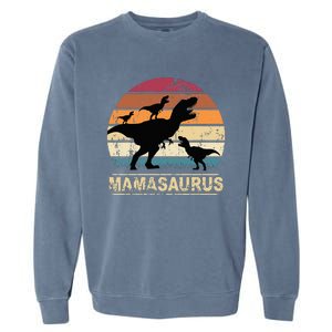 Mamasaurus Rex Dinosaur Triplet Dino Mom retro Garment-Dyed Sweatshirt