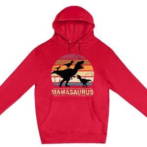 Mamasaurus Rex Dinosaur Triplet Dino Mom retro Premium Pullover Hoodie