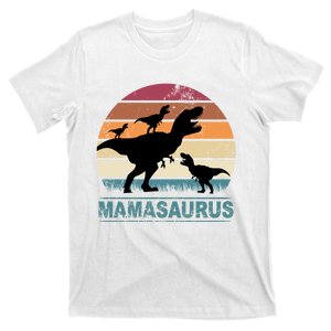 Mamasaurus Rex Dinosaur Triplet Dino With Three Child T-Shirt