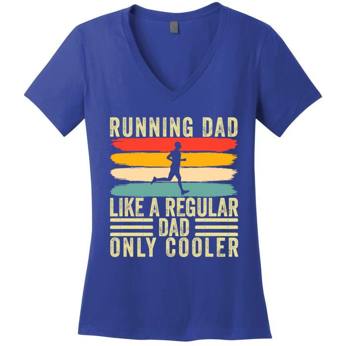 Marathon Runner Design Father Day For Running Dad Gift Women's V-Neck T-Shirt