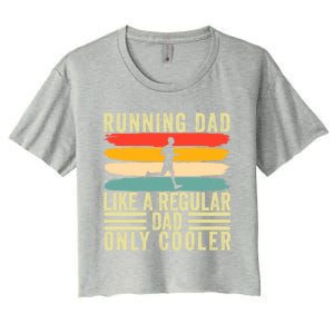 Marathon Runner Design Father Day For Running Dad Gift Women's Crop Top Tee