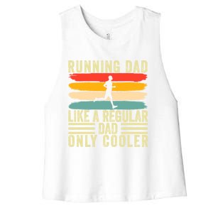 Marathon Runner Design Father Day For Running Dad Gift Women's Racerback Cropped Tank