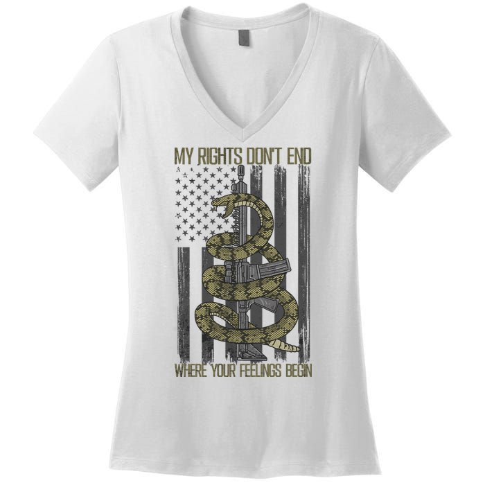 My Rights Don't End Where Your Feelings Begin Women's V-Neck T-Shirt