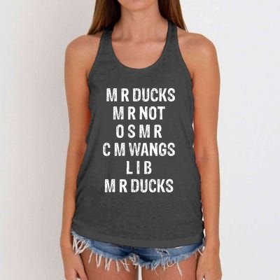 M R Ducks M R Not O S M R C M Wings Duck Lover Funny Duck Women's Knotted Racerback Tank