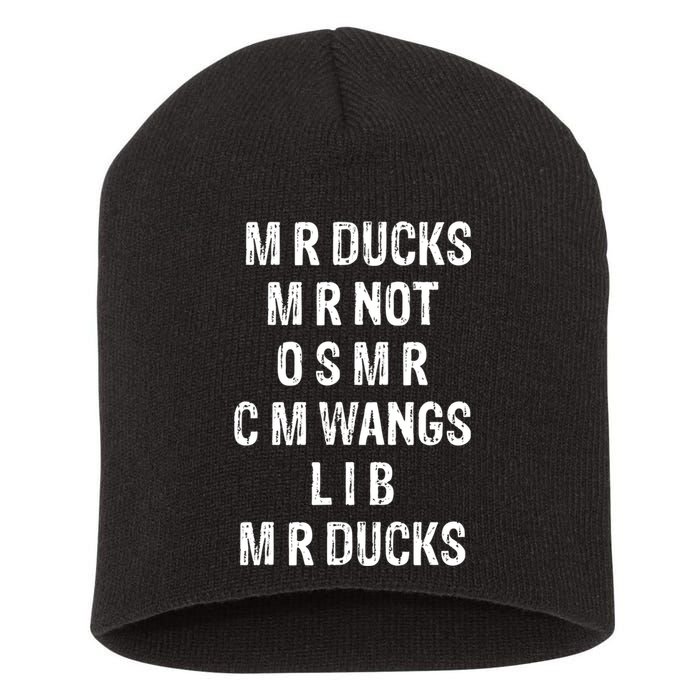 M R Ducks M R Not O S M R C M Wings Duck Lover Funny Duck Short Acrylic Beanie