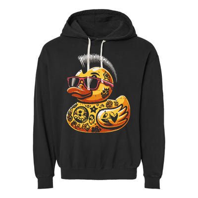 Mohawk Rubber Duck Punk Rock Rocker Garment-Dyed Fleece Hoodie