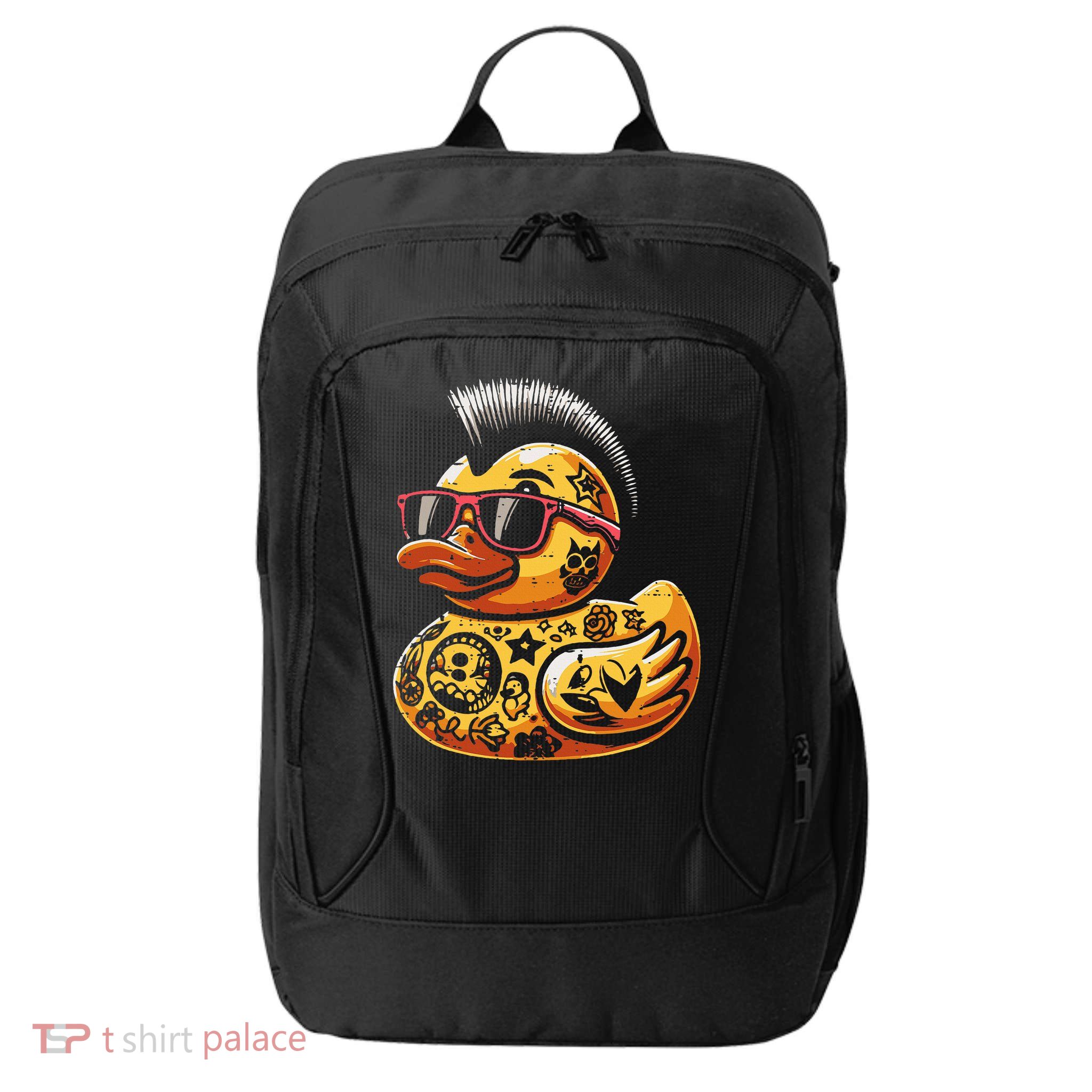 Mohawk Rubber Duck Punk Rock Rocker City Backpack