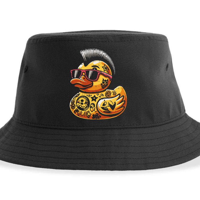 Mohawk Rubber Duck Punk Rock Rocker Sustainable Bucket Hat