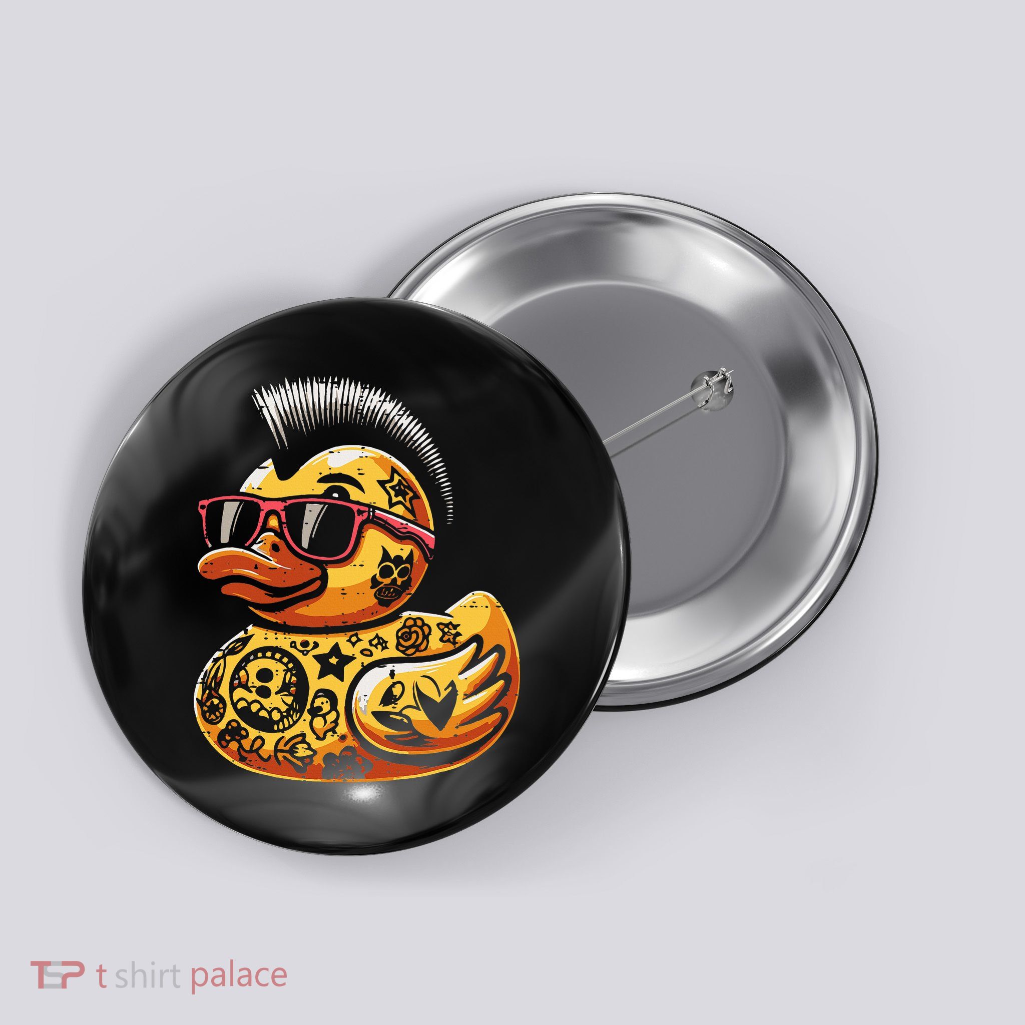 Mohawk Rubber Duck Punk Rock Rocker Button