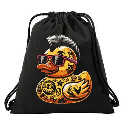Mohawk Rubber Duck Punk Rock Rocker Drawstring Bag