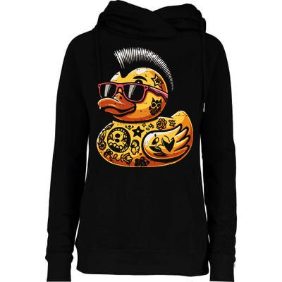Mohawk Rubber Duck Punk Rock Rocker Womens Funnel Neck Pullover Hood