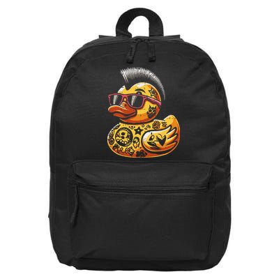 Mohawk Rubber Duck Punk Rock Rocker 16 in Basic Backpack