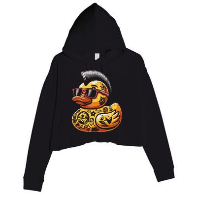 Mohawk Rubber Duck Punk Rock Rocker Crop Fleece Hoodie