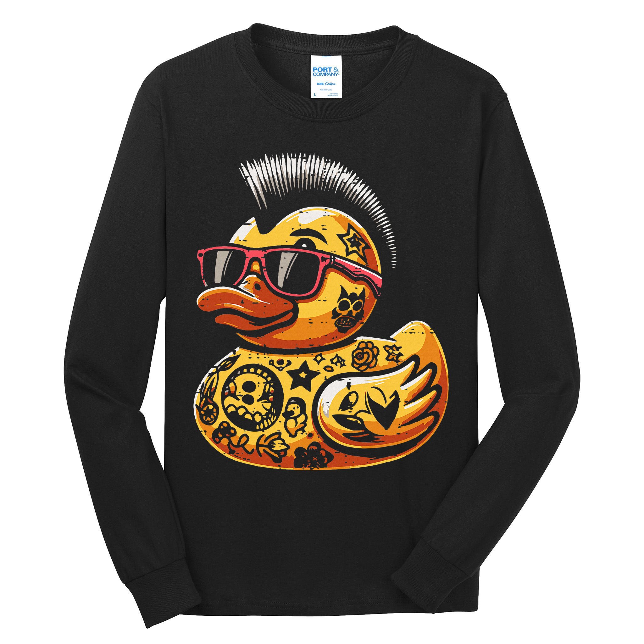 Mohawk Rubber Duck Punk Rock Rocker Tall Long Sleeve T-Shirt