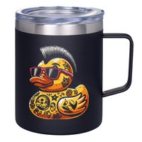 Mohawk Rubber Duck Punk Rock Rocker 12oz Stainless Steel Coffee Mug