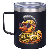 Mohawk Rubber Duck Punk Rock Rocker 12oz Stainless Steel Coffee Mug
