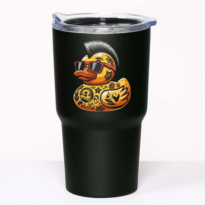 Mohawk Rubber Duck Punk Rock Rocker Tumbler