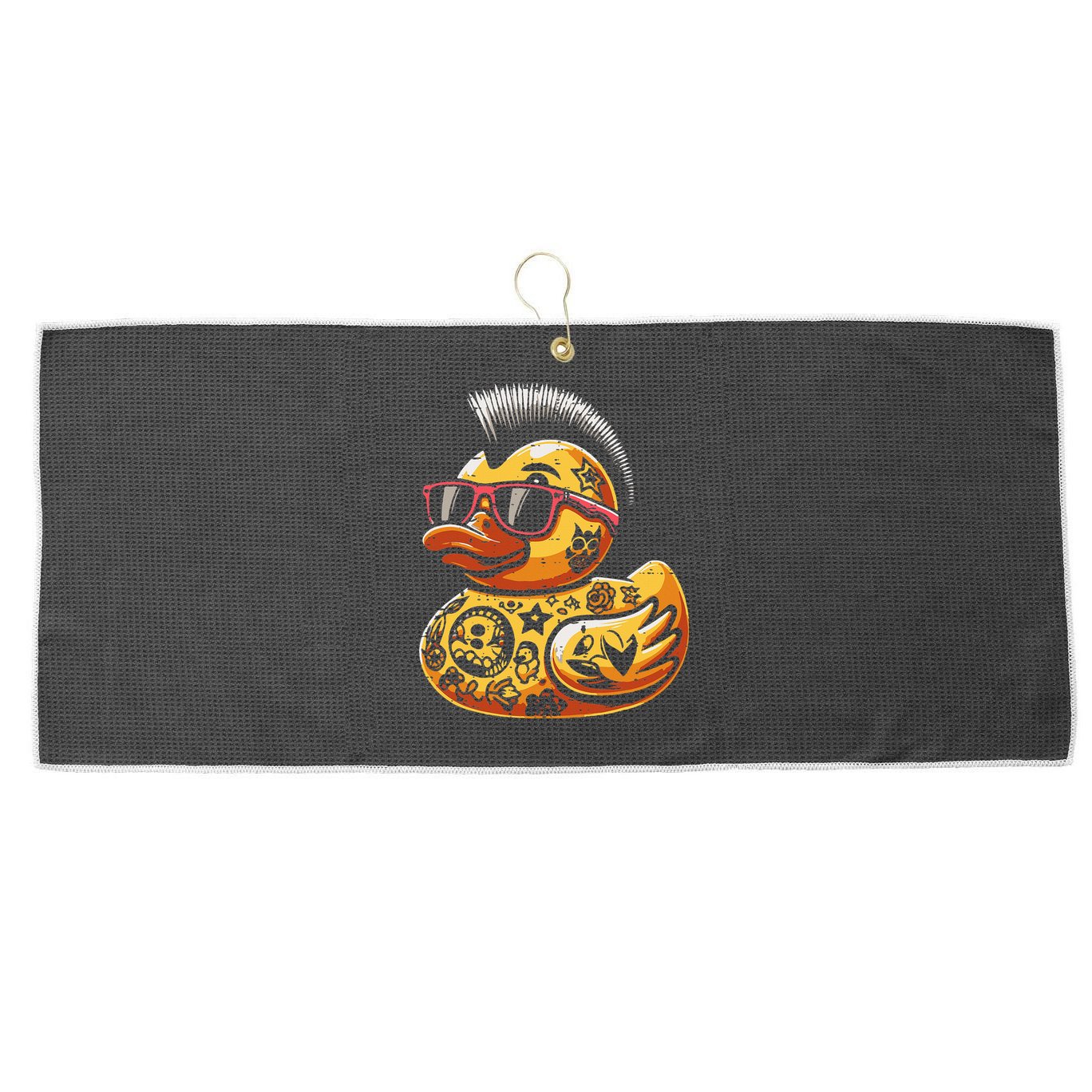 Mohawk Rubber Duck Punk Rock Rocker Large Microfiber Waffle Golf Towel