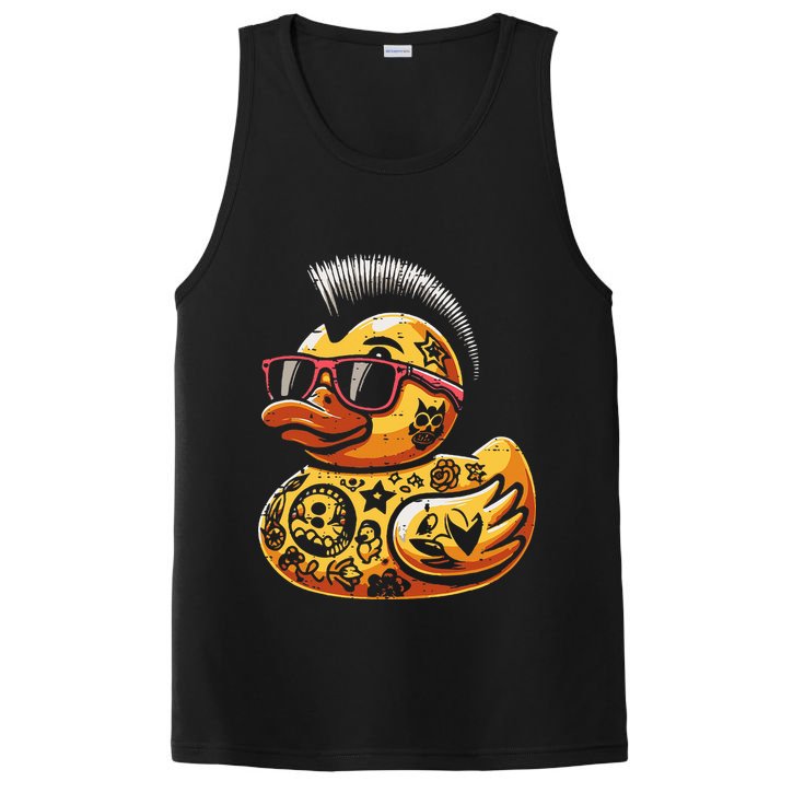 Mohawk Rubber Duck Punk Rock Rocker PosiCharge Competitor Tank
